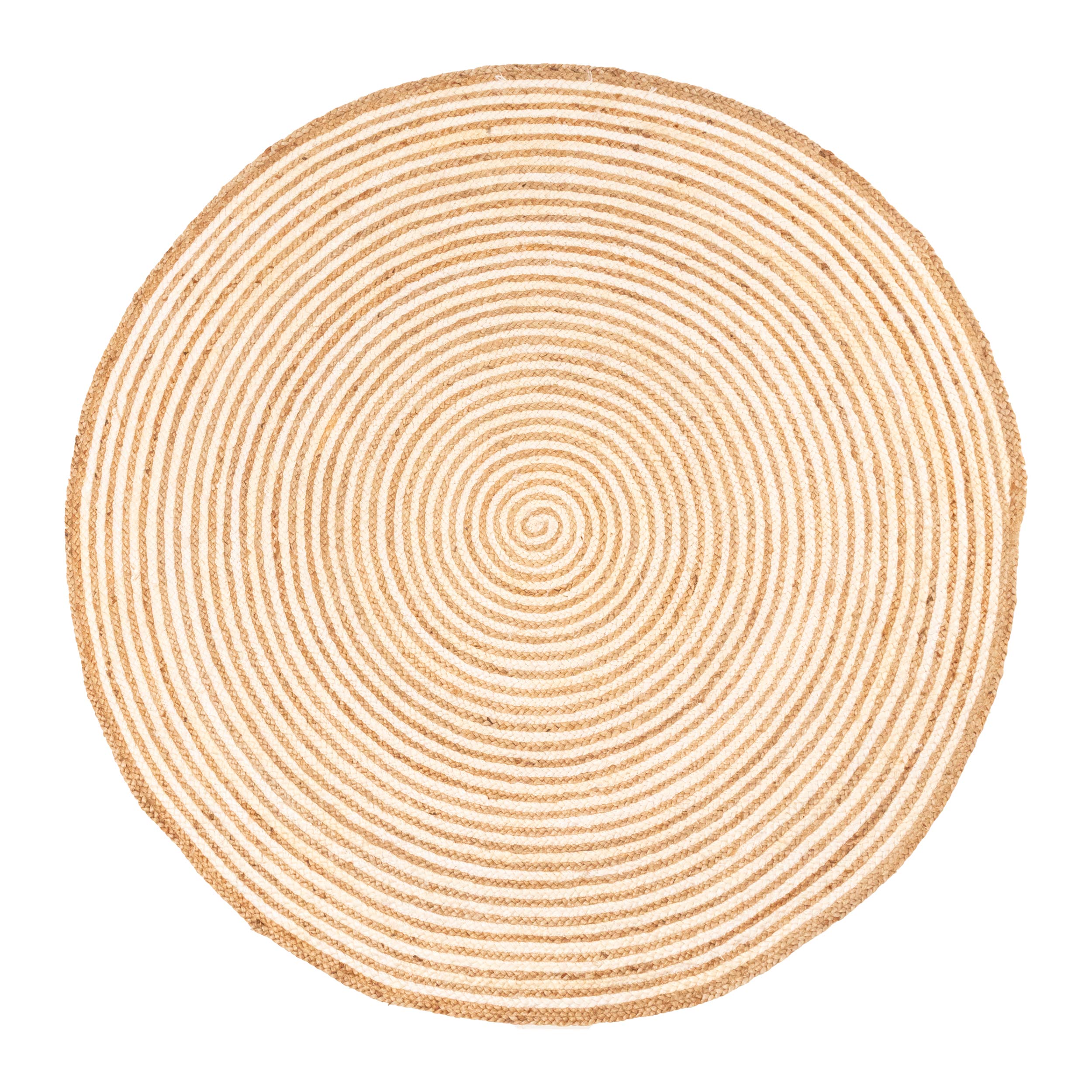 Superior Braided Dyed Jute Handwoven Indoor Area Rug, Jute Floor Decor for Living Room, Dining Room, Bedroom, Office, Dorm, Kitchen, Entry, Hand-Woven Modern Farmhouse Rugs, 8′ Round, Ivory