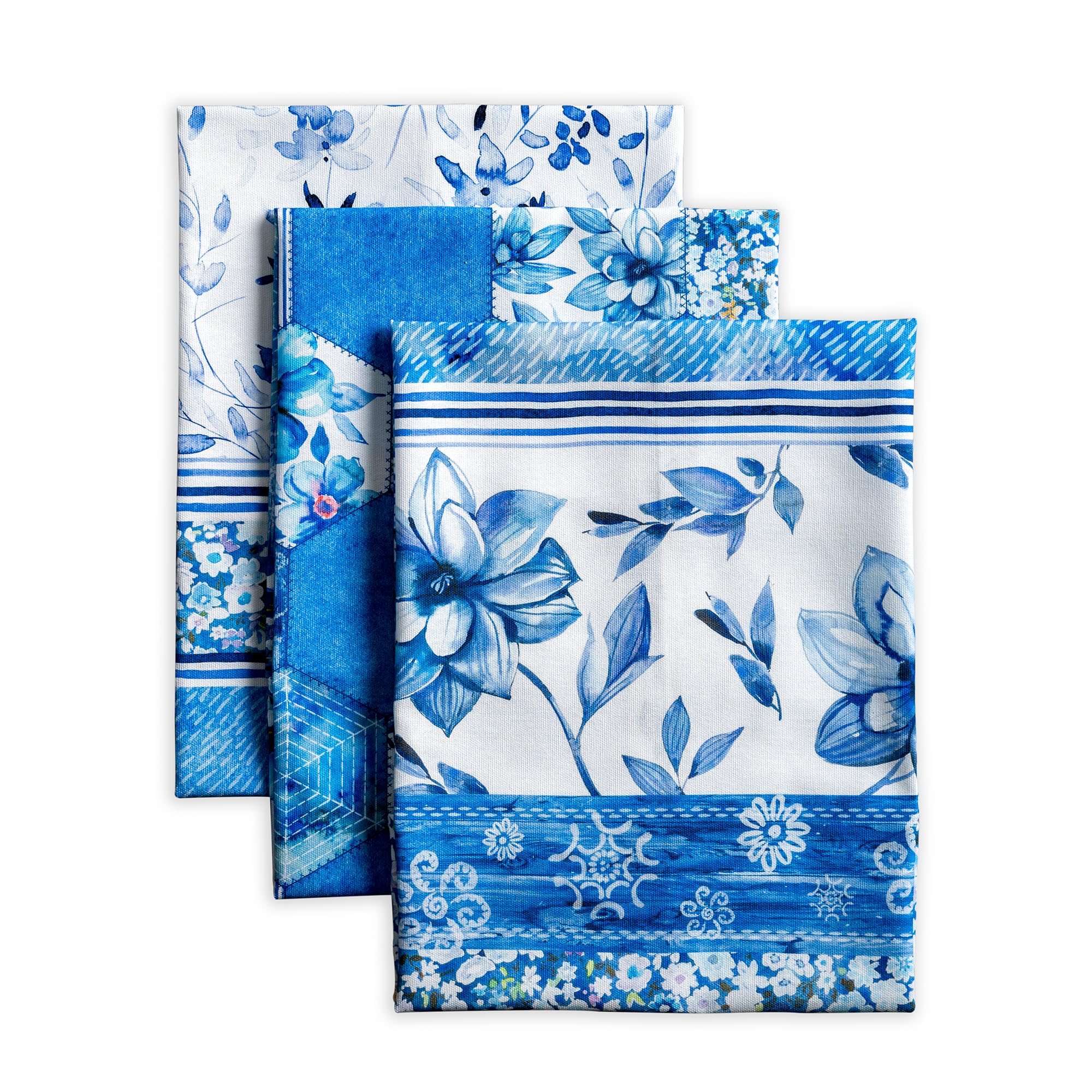 Maison d' Hermine Kitchen Towels Set of 3 100% Cotton 70 CM x 50 CM Reusable Cloth Tea Dish Towels Absorbent with Hanging Loop for Kitchen Dining Gifts for Mothers Day (Indian Floral)