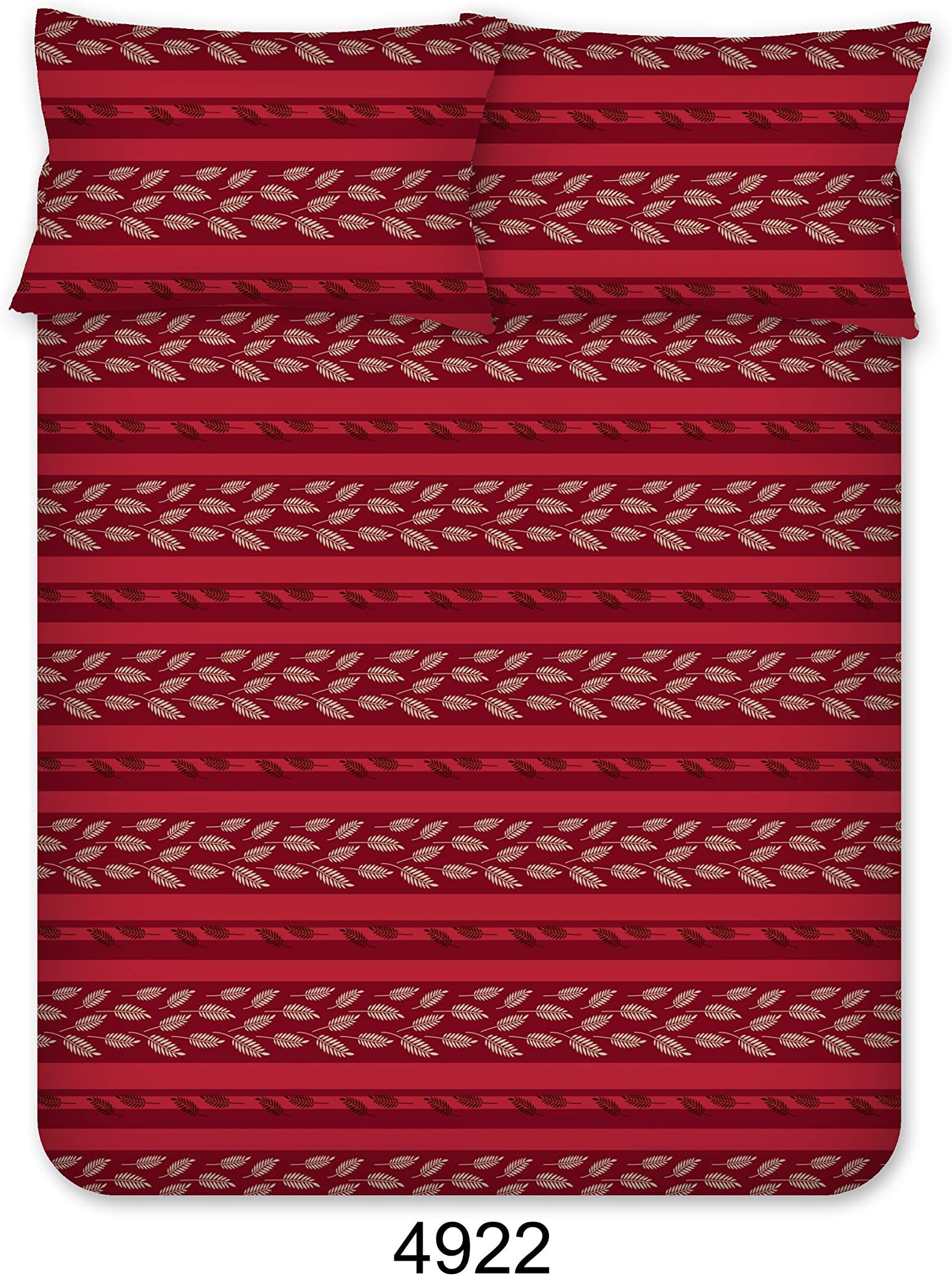 Bombay Dyeing Beeze+ 120 TC Cotton Bedsheet with 2 Pillow Covers - King Size, Red
