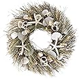 ANDALUCA Seagrass Seashell Coastal Wreath Natural Preserved (Green)