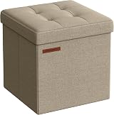 SONGMICS Storage Ottoman Foldable Foot Rest 30x30 cm Camel Brown LSF028K51