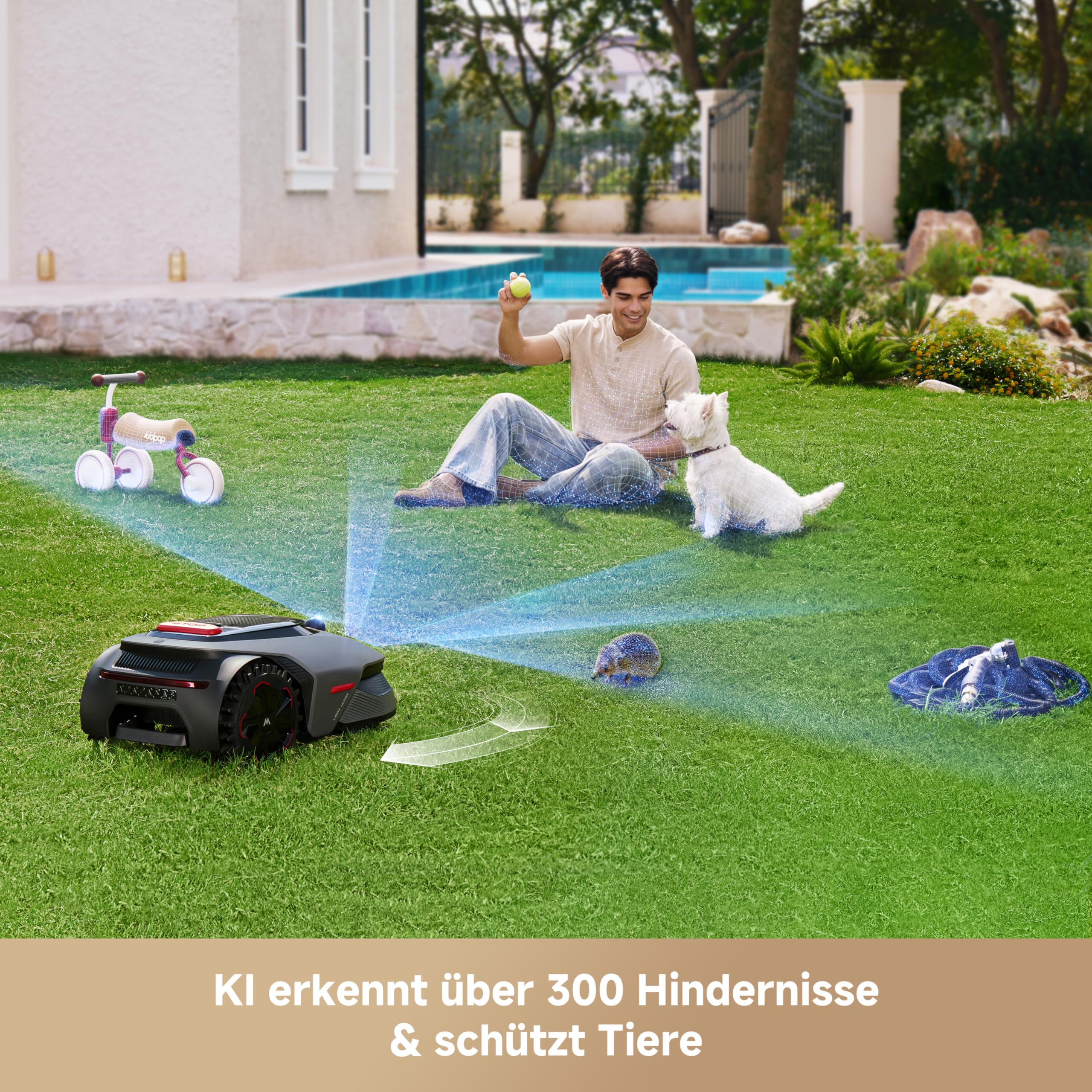 MOVA LiDAX Ultra 800 Mähroboter ohne Begrenzungskabel, Empf. 800 m², ohne RTK & automatische Kartenerstellung per 3D-LiDAR mit 360° & AI Vision, 5 cm Kantenschnitt, effiziente Wegeplanung in U-Form 4