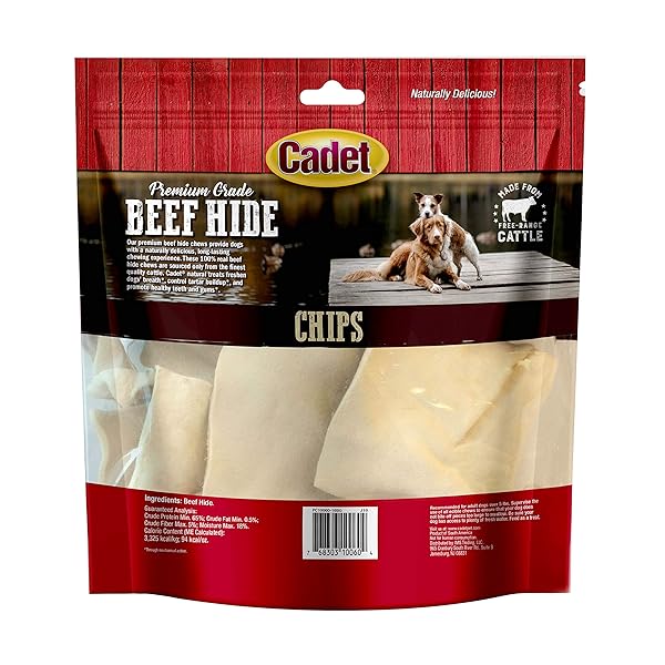 CADET PREMIUM GRADE BEEF HIDE FOR DOGS, RAWHIDE LONG LASTING DOG CHEWS, CHIPS, CURLS & ROLLS FOR SMALL/MEDIUM/LARGE DOGS