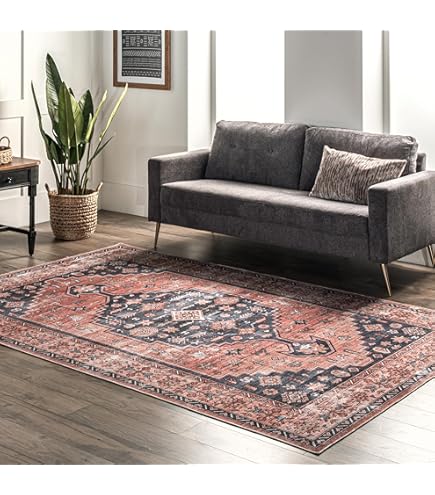 NuLOOM 5' X 8' Machine Washable Area Rug With Waterproof Spill Proof Surface, Non Slip Backing And Stain Resistant For Living Room, Bedroom, Kitchen, Dining Room, Blessing Dark Brown