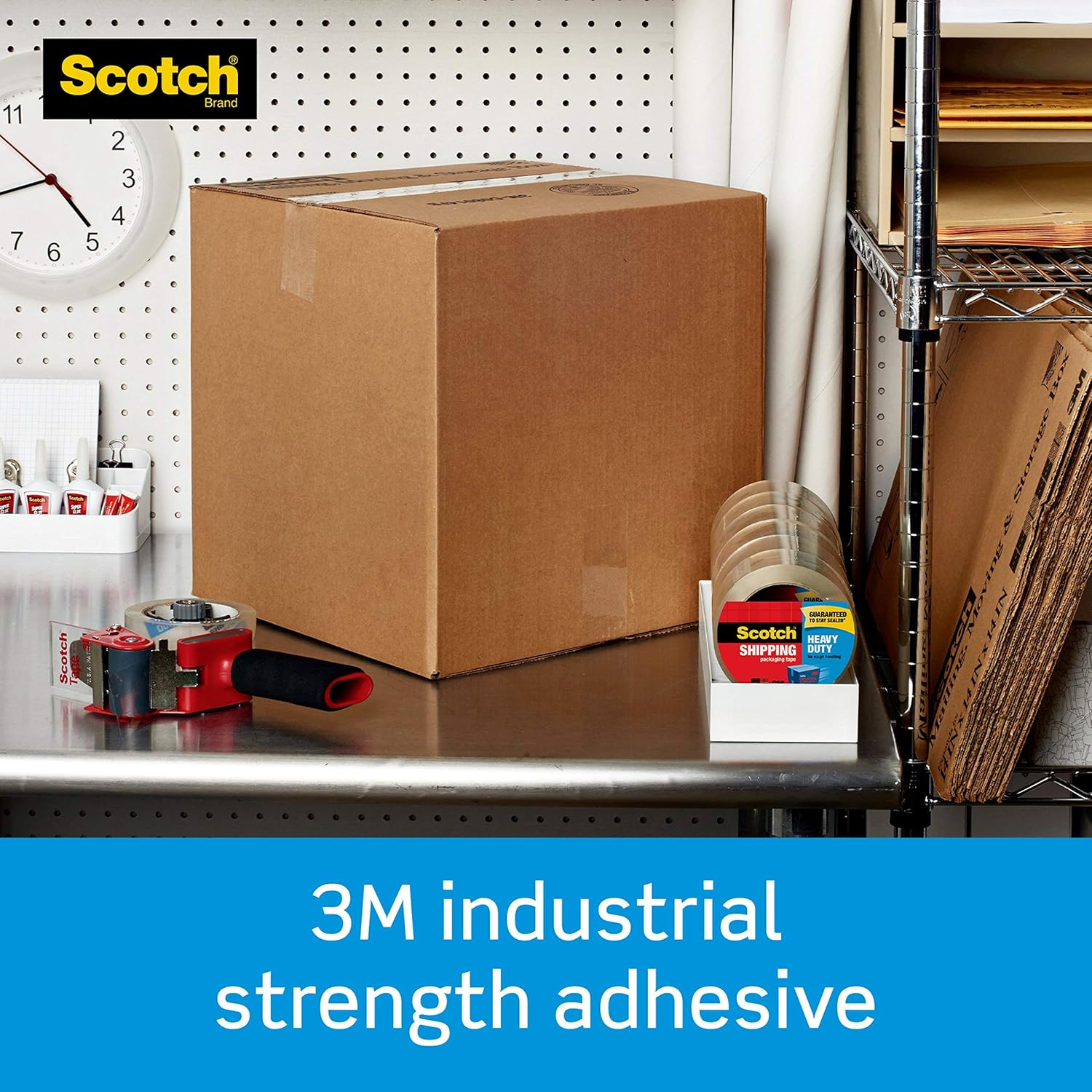 Scotch Heavy Duty Shipping Packaging Tape, 1.88" x 54.6 Yards, 3" Core, Clear, Great for Packing, Shipping & Moving, 6 Rolls (3850-6) : Packing Tape : Office Products