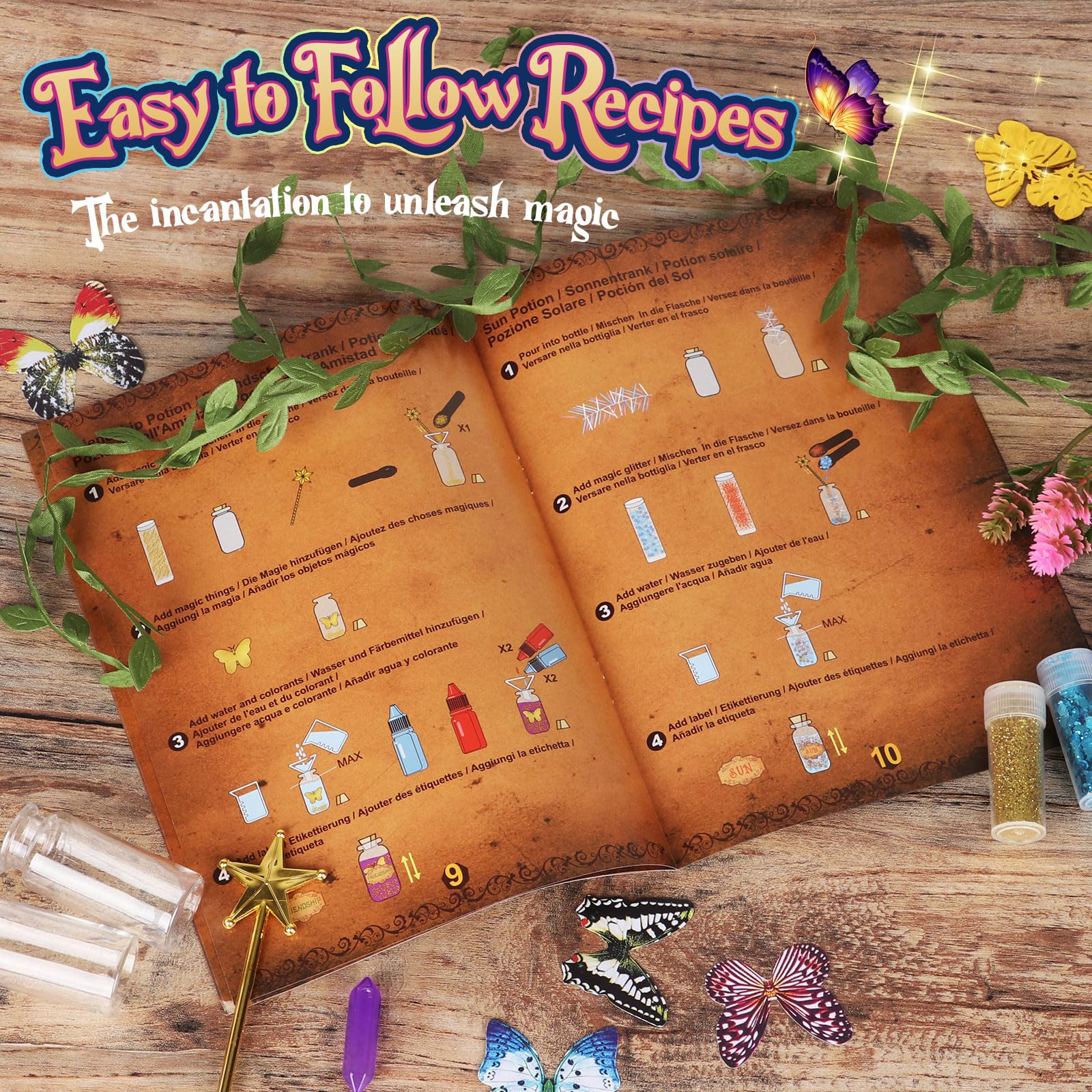 Alritz Fairy Potions Kit, Magic Mix Kit 20 Bottles, Christmas Gifts Decorations Ornaments Garden Crafts Birthday Gifts Toys for Girls and Boys 6 7 8 9 10 11 12+Years Old Families Party Indoor Outdoor