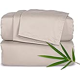 Pure Bamboo King Sheets, Genuine 100% Organic Viscose Derived from Bamboo Bed Sheet Set, Luxuriously Soft & Cooling, Double Stitching, 2 Year Quality Promise (King, Sand)