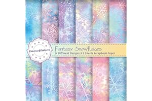 RAORAOYUE 24 Sheets Scrapbook Paper Pad, 6"×6”Snowflake Decorative Craft Paper, Christmas Snowflake Pattern Paper for DIY Car