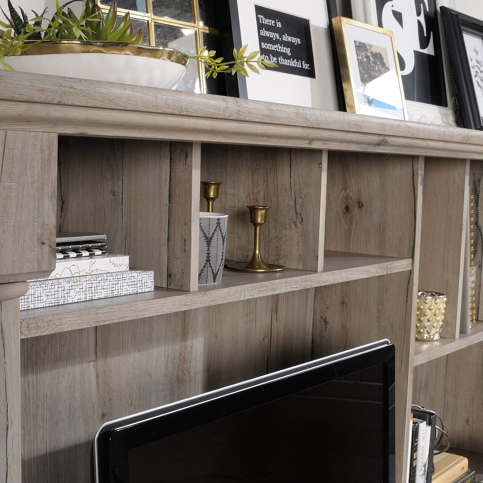 ( incomplete missing box) Sauder 424814 Palladia Computer Desk with Hutch, Split Oak Finish