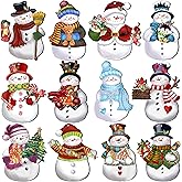 24 Pieces Christmas Snowman Wooden Ornaments Wood Hanging Decoration Set for Christmas Tree Hanging Wood Crafts Holiday Decor Xmas Party Supplies