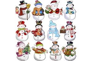 JOPHMO 24 Pieces Christmas Snowman Wooden Ornaments Decoration Set for Tree Crafts Holiday Decor Xmas Party Supplies