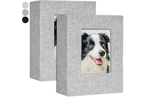 Yopih Small Photo Album 4x6 Photos 2 Pack Linen Cover Mini Photo Book 50 Page Holds 100 Pictures Artwork or Postcards Storage Grey