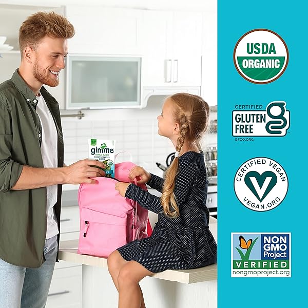 GIMME SEAWEED GRAB & GO ORGANIC PREMIUM ROASTED SEAWEED SNACKS, SEA SALT, 5 COUNT TRAYLESS, KETO, VEGAN, GLUTEN-FREE, GREAT SOURCE OF OMEGA3S AND IODINE, HEALTHY ON-THE-GO SNACK FOR KIDS AND ADULTS