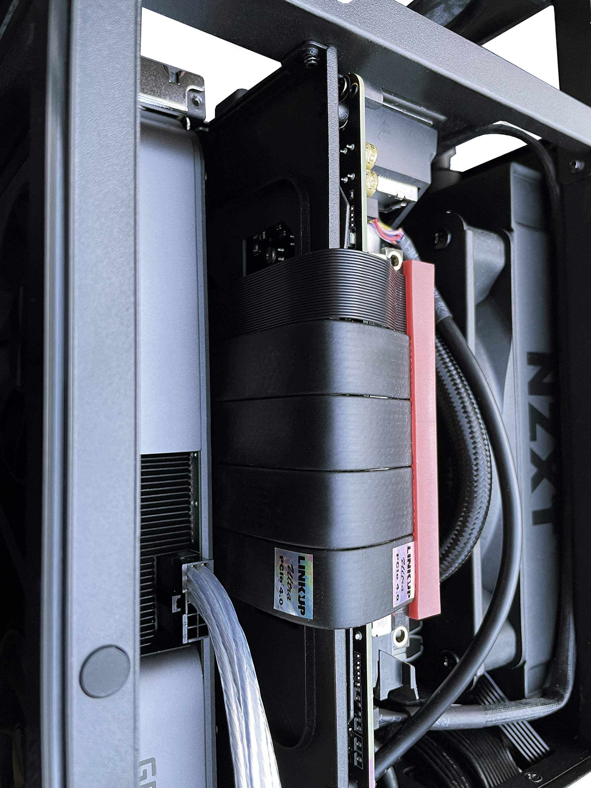 LINKUP - Ultra PCIe 4.0 X16 Riser Cable [RTX4090 RX6950XT x570 B550 Z690 Tested] Shielded Vertically Mounted Gaming PCI Express Gen4|Universal 90 Degree Socket (10cm) Gen 3.0 Compatible