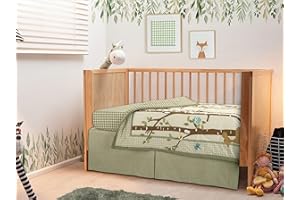 Bedward 100 Percent Cotton (Excluding Quilt Filling) 3 Piece Baby, Toddler Crib Bedding Set ; Includes Fitted Sheet, Bed Skirt and Comforter Quilt for Nursery (Woodland Forest) 100C20213