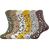 IHAUIUE Animal Print Crew Socks Trendy Pattern Quartz Socks Leopard Printed Dress Socks for Women, Men
