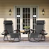 Yaheetech Zero Gravity Chairs Outdoor Folding Lounge Set of 2 with Pillows view 2
