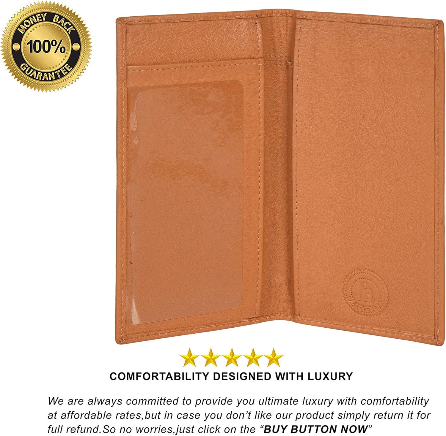 Leatherboss Genuine Leather Plain Checkbook Cover Cash Holder, Tan at  Women’s Clothing store: Checkbook Cases