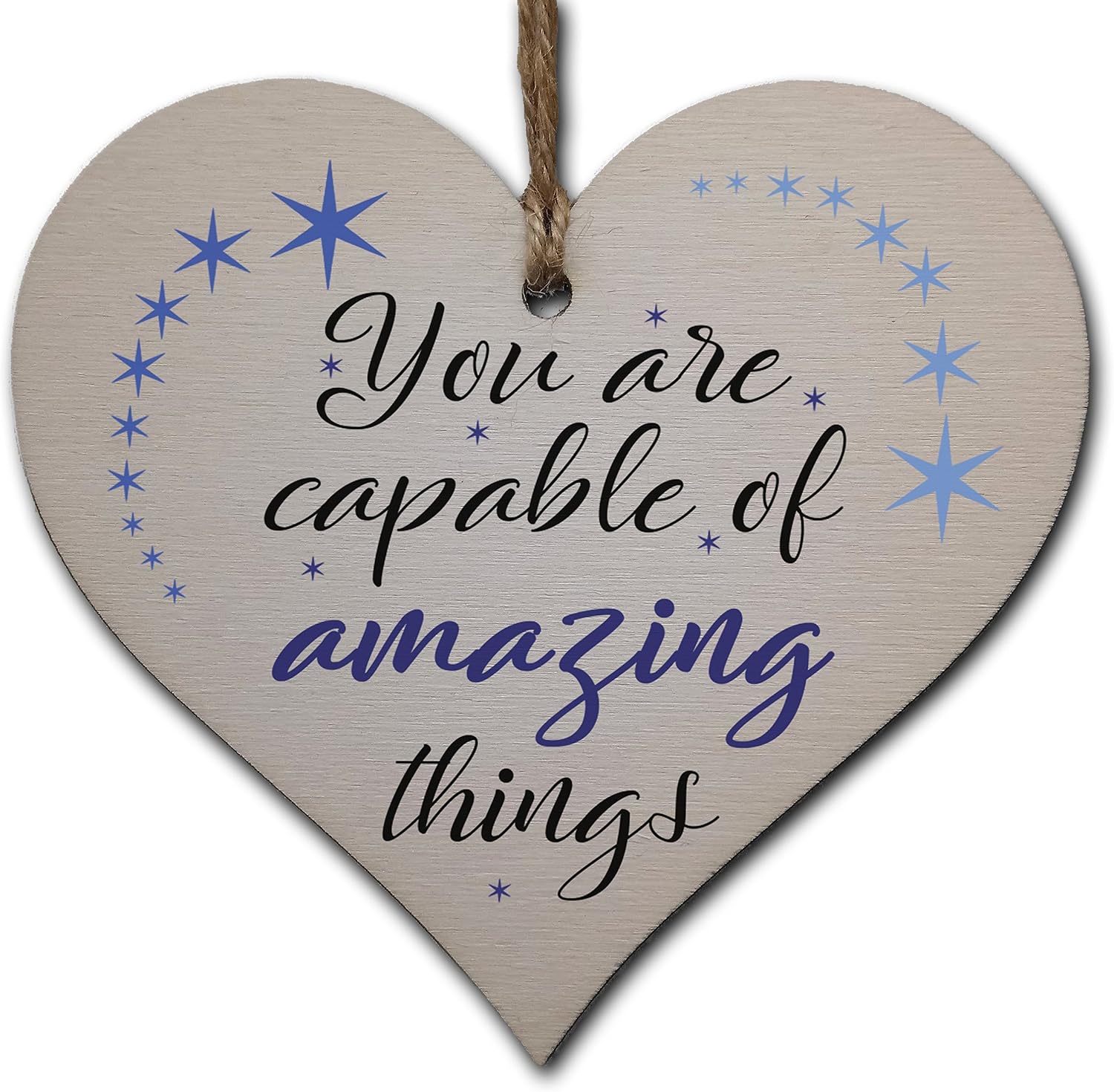 Motivational Hanging Wooden Heart - Handmade Decorative Sign with Positive Quote - Gift for Women Girls, Teen Room or Office Decor