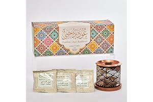 Oud Bakhoor Variety Box & Burner by Dukhni | Arabian Oudh Incense Set with Candle Incense Burner| 20 pcs Arabic bukhoor Incense Bricks, 10 Mixed scents | Islamic, Eid & Ramadan Gifts | Home Fragrance