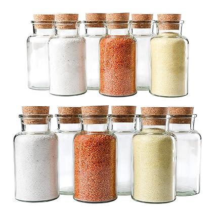 MamboCat 12er Set Gewürzgläser | Füllmenge 300 ml | Wiederverwendbare Glasdose + Korkverschluss | Hochwertiges rundes Glas | 