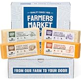 Farmers Market Cheddar &amp; Monterey Pepper Jack Wisconsin Cheese Gift Set | Vermont Sharp, Smokey Cheddar, Pepper Jack &amp; Garlic Herb White Cheddar for Charcuterie Board, Cheese Platters &amp; Snack Box