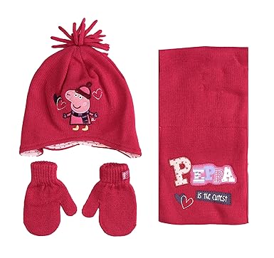 peppa pig hat and mittens
