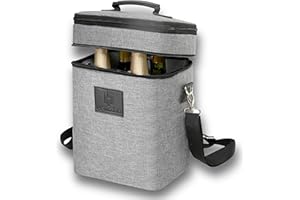 HAMILO 4 Bottle Wine Carrier, Waterproof Wine Tote Bag with Expandable Zipper and Padded Shoulder, Insulated Champagne Cooler