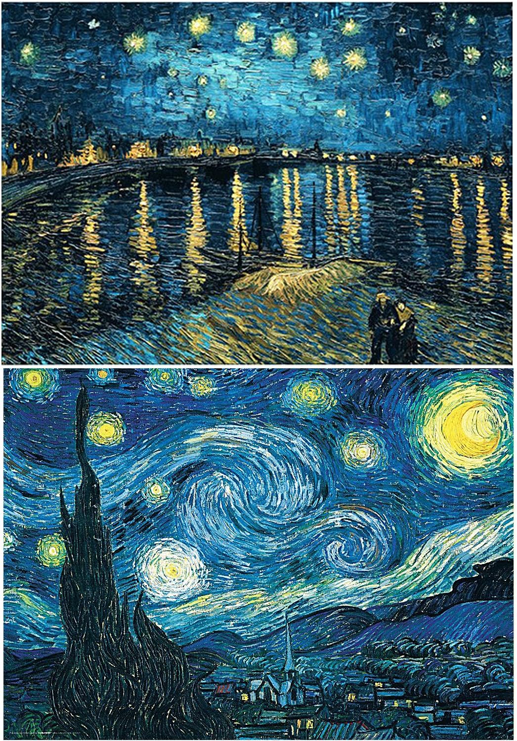 2 Pack 5D DIY Diamond Painting Set Full Drill Diamond Painting Starry Night Wall Stickers For Living Room(40X50CM/16X20inch)