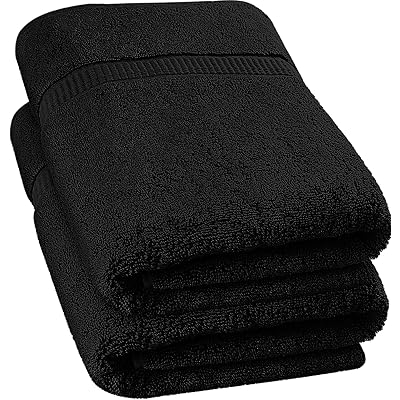 Utopia Towels - Luxurious Jumbo Bath Sheet (35 x 70 Inches, Black) - 600 GSM 100% Ring Spun Cotton Highly Absorbent and Quick Dry Extra Large Bath Towel - Super Soft Hotel Quality Towel (2-Pack)