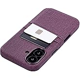 Dockem Card Case for iPhone 16 with Built-in Metal Plate for Magnetic Mounting & 2 Pockets: M2 Luxe Canvas-Style Synthetic Leather Wallet Case (iPhone 16, Burgundy)