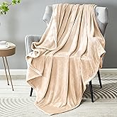 DREAMNINE Super Soft Fuzzy Fleece Throw Blanket for Couch Sofa 50" x 60", Decorative Solid Lightweight Velvet Blanket for Chair, Cozy Accent Shaggy Micro Plush Flannel Blankets for Bedroom Dorm, Beige