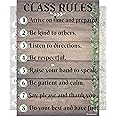 Farmhouse Class Rules Poster- Laminated, Size 14x19.5 in.- Back To School Classroom Decorations, Educational Chart, Teacher Supplies for Preschool, Kindergarten, Elementary, and High School