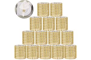 Wotoban Bling Napkin Rings Set of 150, Rhinestone Gold Napkin Rings Diamond Adornment Napkin Holder Bulk for Wedding, Dinner,
