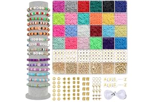YMSDZHL 4300+ Clay Beads Bracelet Making Kit,24 Colors Flat Preppy Beads for Friendship Bracelets,Polymer heishi Beads with Charms,Gifts Crafts Set for Girls 8-12