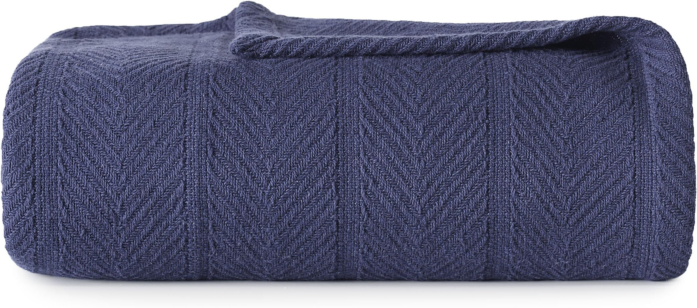 Eddie BauerTwin Blanket, Lightweight Cotton Bedding, Home Decor for All Seasons (Herringbone Navy, Twin)