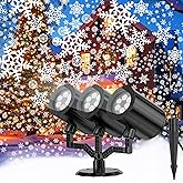 YAGOPAL Christmas Snowflake Projector Lights Outdoor 360°Rotating Brightness Three Head Projection Lights Decor Suitable for 