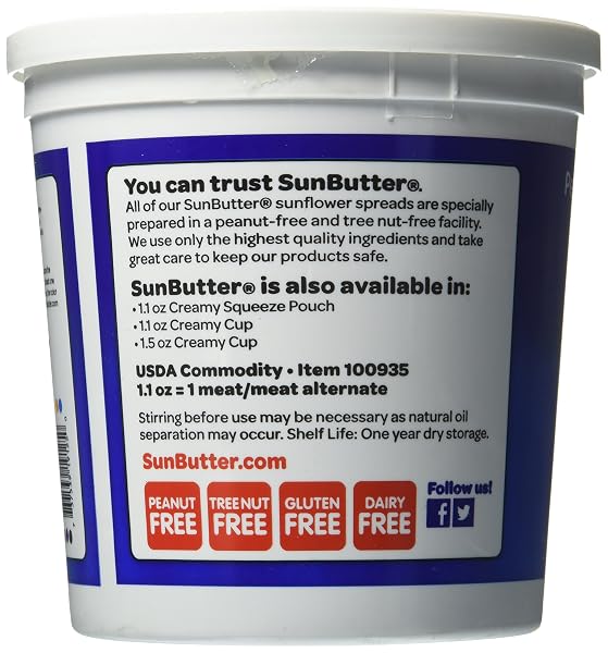 SUNFLOWER SEED SUNBUTTER CREAMY SPREAD, 5 POUND — 6 PER CASE.