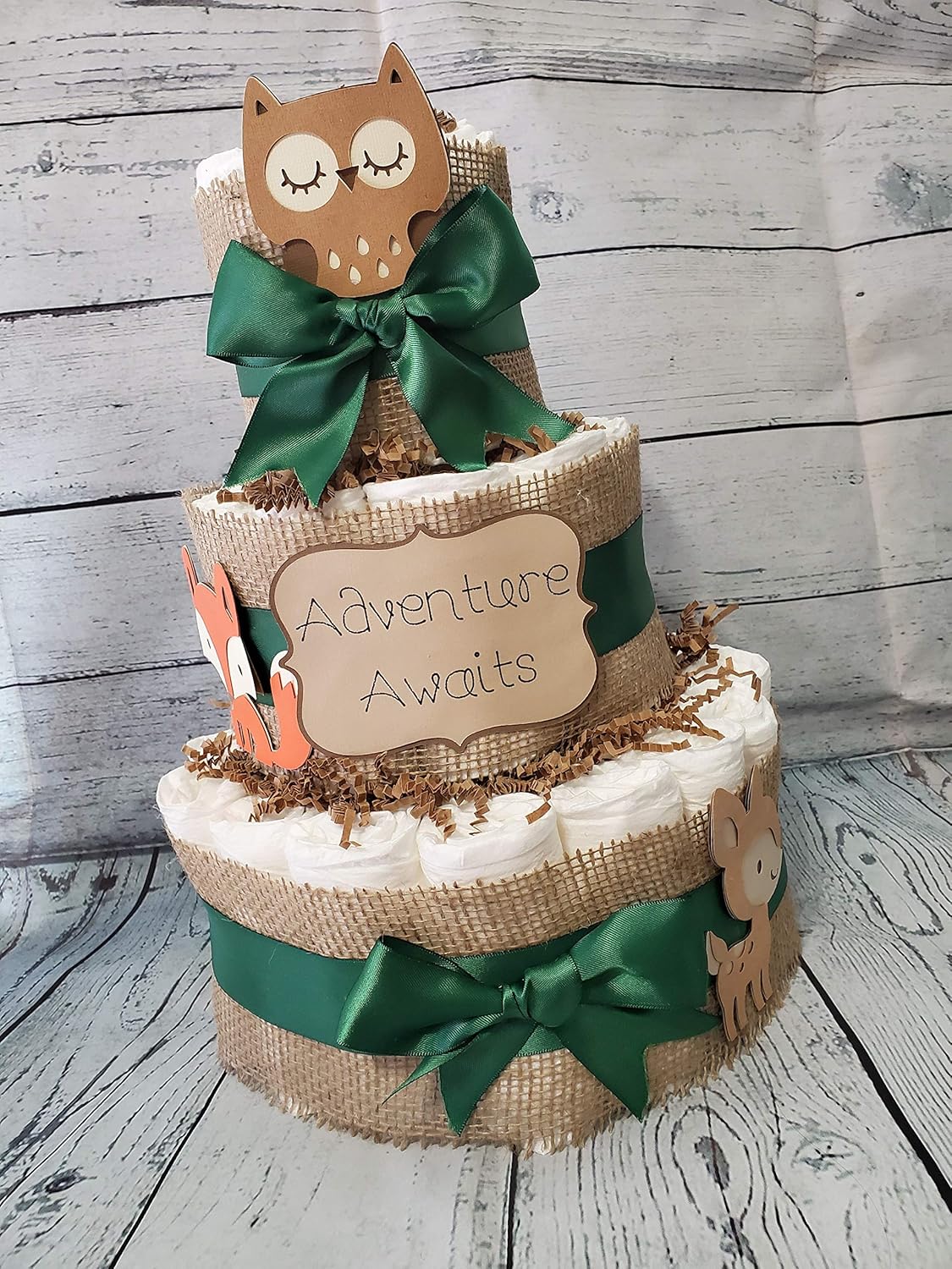 diaper cake woodland theme