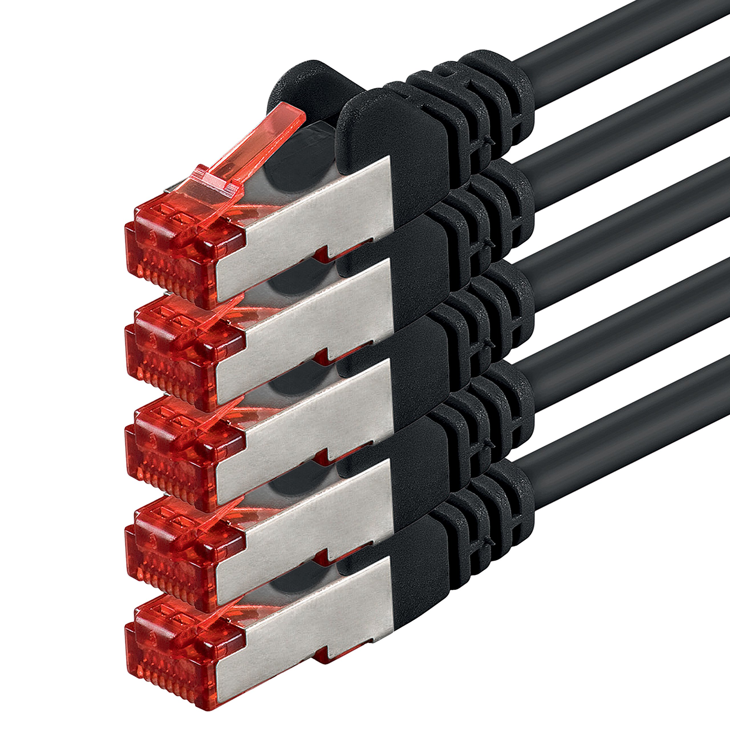 1aTTack.de 5x 10m - Cat 6 Network Cable Patch Cable Cat6 RJ45 SFTP - Black