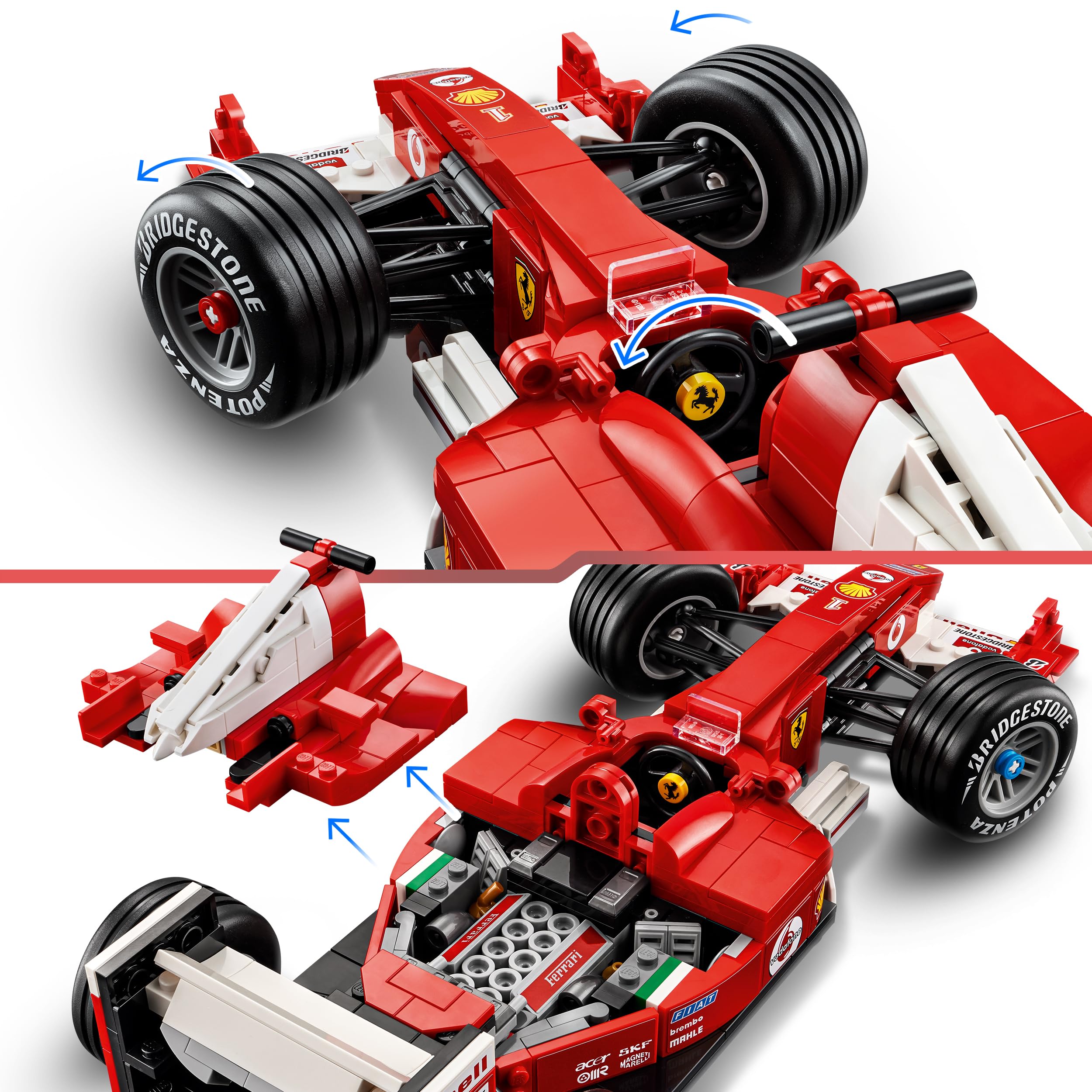LEGO Icons Ferrari F2004 und Michael Schumacher - F1 Rennwagen Modellbau für Erwachsene - F1 Modellauto Set mit V10-Motor & sammelbarer Fahrer Minifigur - Formel 1 Geschenk zum Vatertag - 11375 5