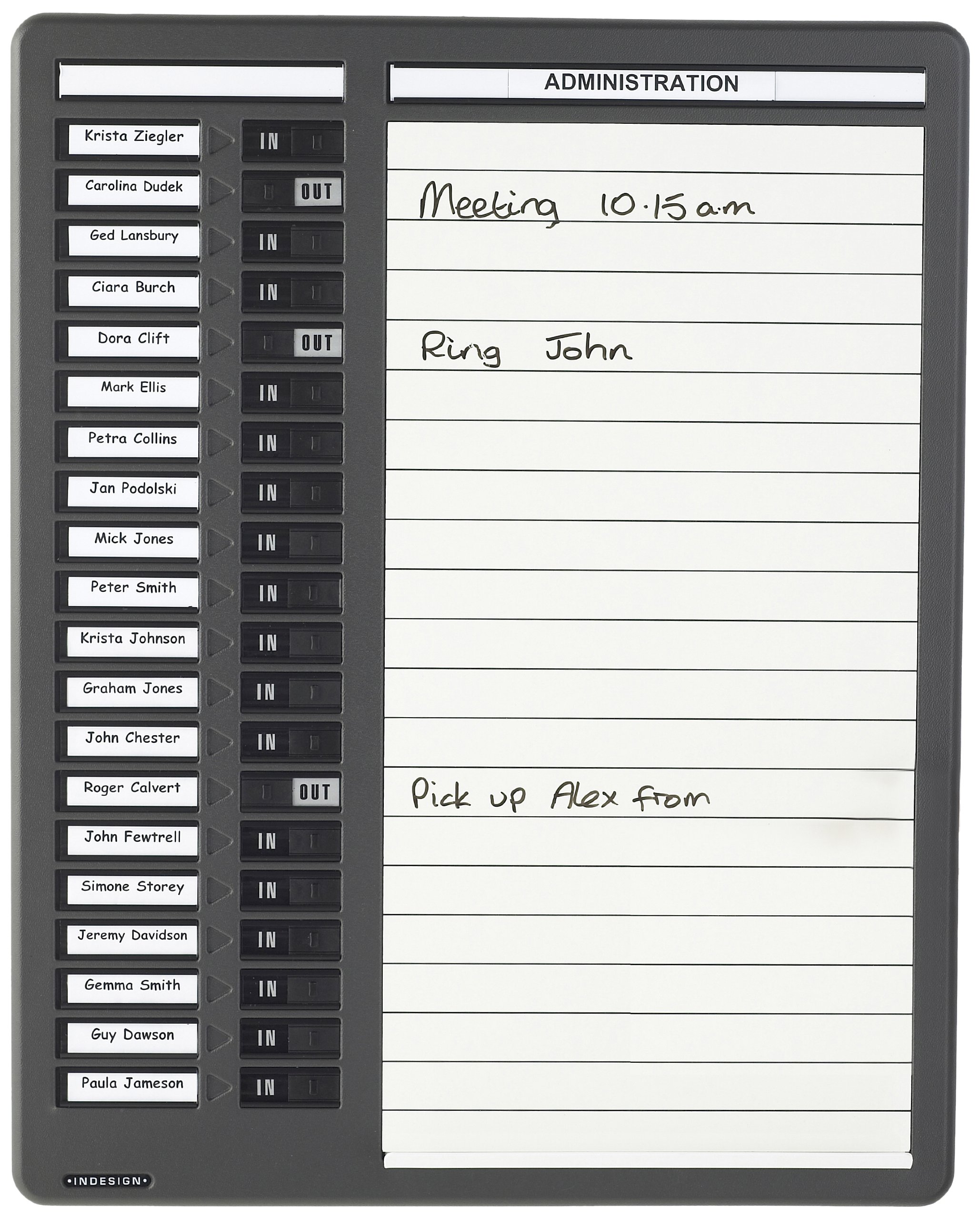 Indesign Wpitdw20 in/Out Drywipe Board 20 Names - Grey