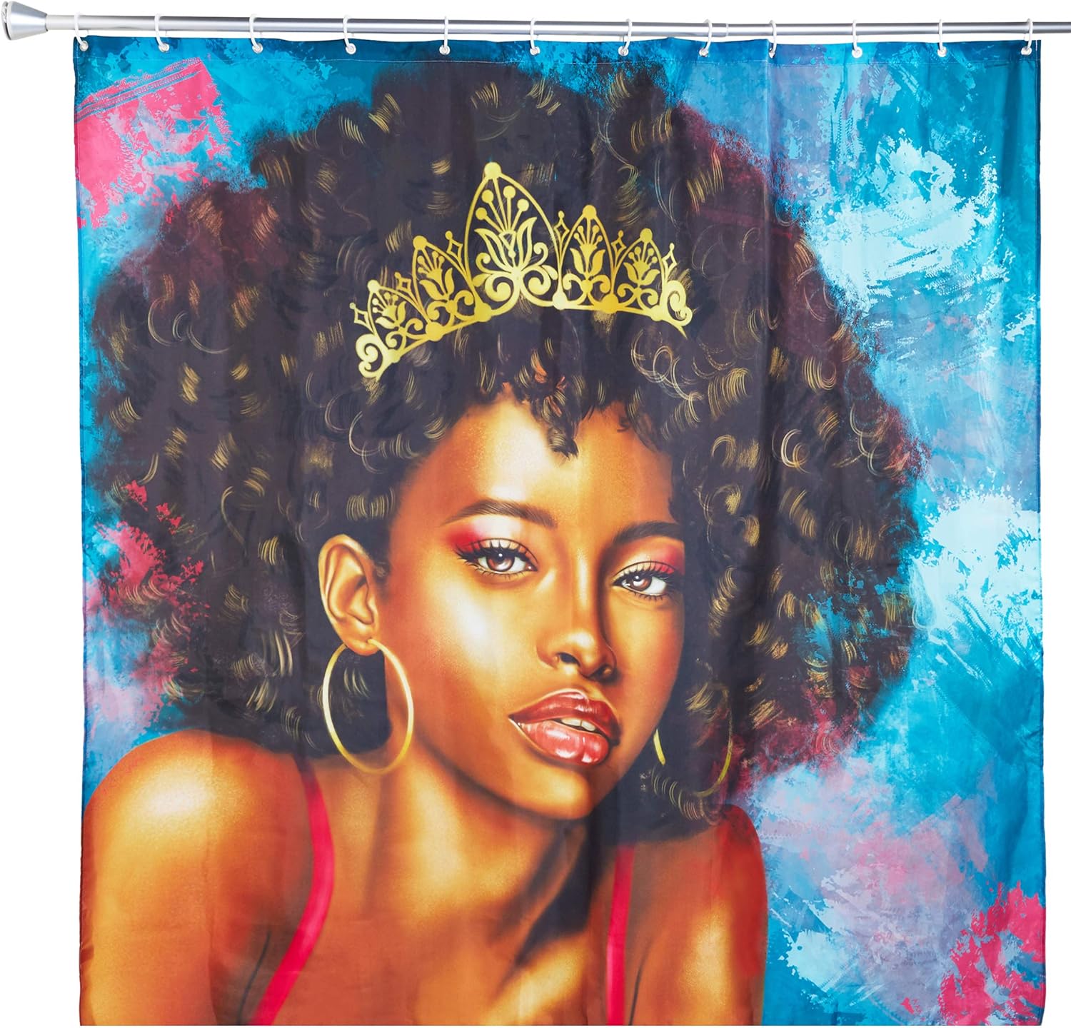 Amazon Com Okuna Outpost Afro Shower Curtain Set With 12 Hooks Afrocentric Bath Decor 70 X 71 In Furniture Decor