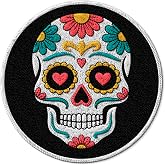 Sugar Skull Iron on Patch Embroidered | Decorates Jackets, Backpacks, Jeans, Hats & Vests – A Fun Gift For Teens, Adults & All Ages