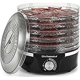 Elite Gourmet Electric Food Dehydrator, 5 BPA-Free 11.4” Trays, Adjustable Temperature 95°F–158°F, 350W Snack Maker for Jerky