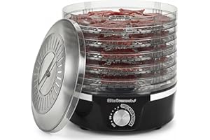 Elite Gourmet Electric Food Dehydrator, 5 BPA-Free 11.4” Trays, Adjustable Temperature 95°F–158°F, 350W Snack Maker for Jerky