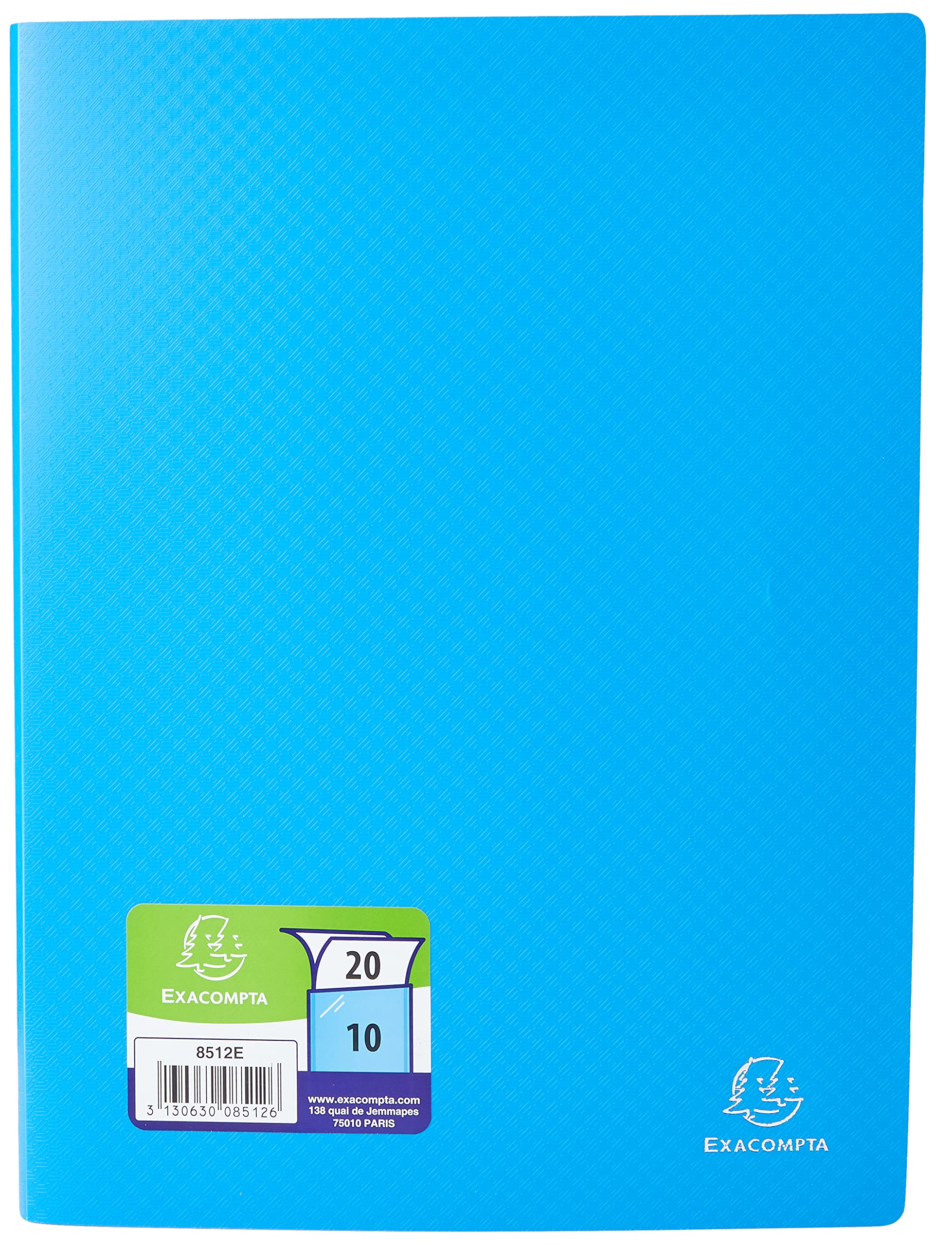 Exacompta - Ref 8512E - Soft PP Display Book - Suitable for A4 Documents, Made from Polypropylene, Lightweight, 10 Pockets, 20 Viewing Pages - Blue Cover