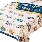 Scientific Sleep Underwater Scuba Cat Kitty Diver Submarine Fish Sea 100% Cotton Muslin Blanket Throw Cover for Bed Couch Sofa Cozy Soft Reversible Bedspread Coverlet Full Queen F/Q 80 in x 90 in