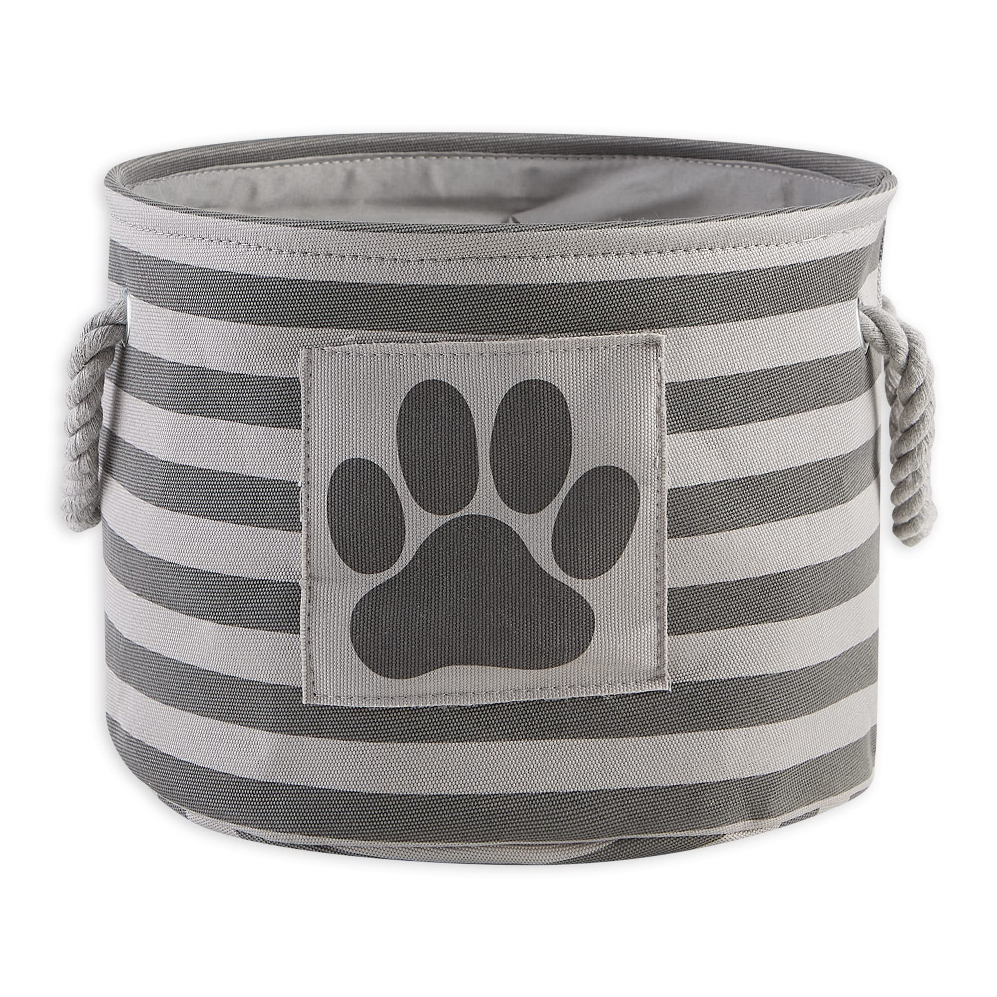 Bone Dry Striped Paw Patch Bin, Small Round, Gray