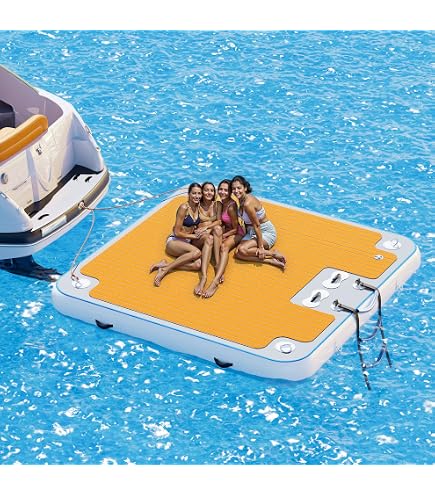Inflatable Floating Dock, 10 X 8FT Inflatable Dock Platform, Non-Slip...